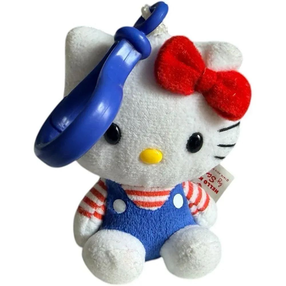 Ty Beanie Baby Babies Hello Kitty Sanrio Overalls Red Bow Backpack Key Clip